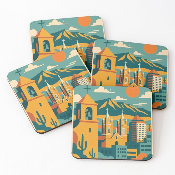 Item preview, Retro Pop Art Poster Illustration of Albuquerque | Bold Sandia Mountains, Route 66 & Downtown Skyline | Vintage Southwestern Wall Art Decor designed and sold by PaintedPixels01.