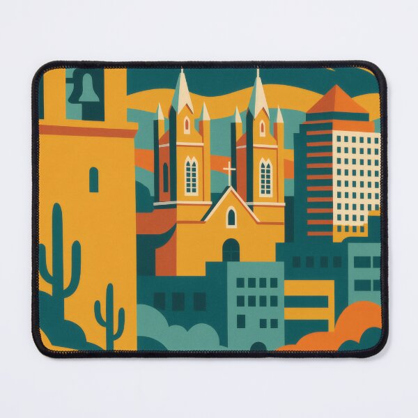 Item preview, Retro Pop Art Poster Illustration of Albuquerque | Bold Sandia Mountains, Route 66 & Downtown Skyline | Vintage Southwestern Wall Art Decor designed and sold by PaintedPixels01.