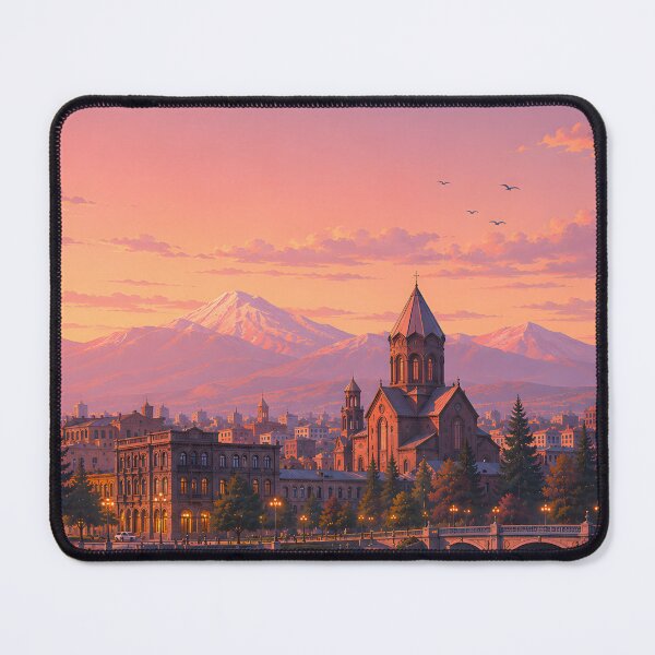 Item preview, Illustrated Gyumri Armenia Colorful Skyline Travel Poster with Historic Architecture designed and sold by ArtsyGlaze.