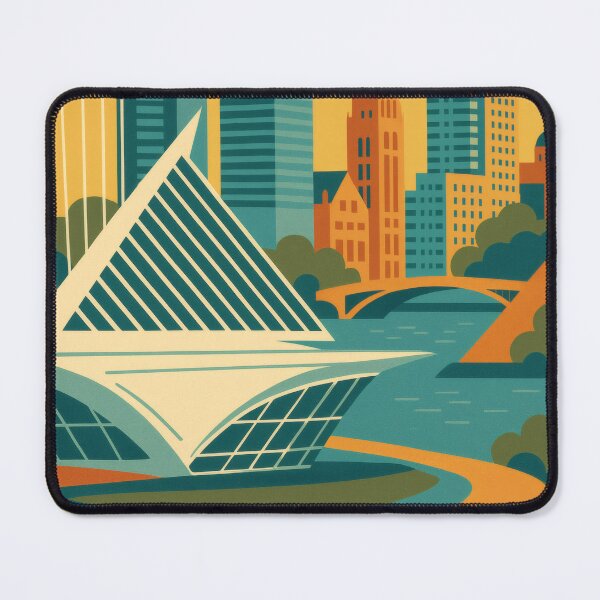 Item preview, Retro Pop Art Poster Illustration of Milwaukee | Bold Lake Michigan Skyline, Milwaukee Art Museum & Historic Brewery Design | Vintage Wisconsin Wall Art Decor designed and sold by PaintedPixels01.