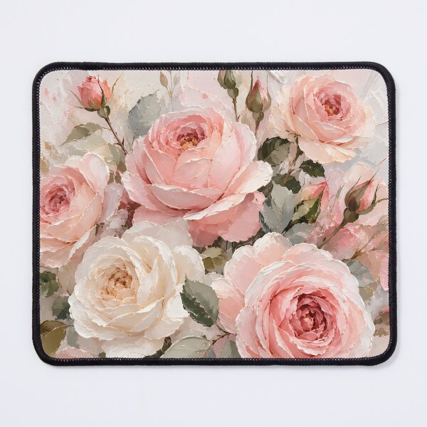 Item preview, Soft Pink Rose Bouquet Impasto Oil Painting Fine Art designed and sold by ChubbyGoong.