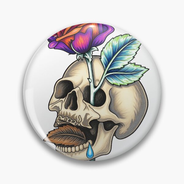Item preview, Skull with Vibrant Rose	 designed and sold by Nemirgstd.