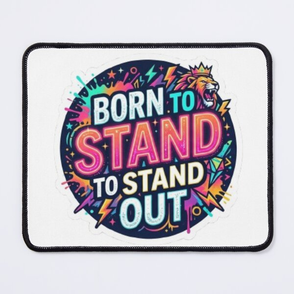 Item preview, BORN TO STAND OUT - Vibrant Neon Lion Quote designed and sold by MR4me.