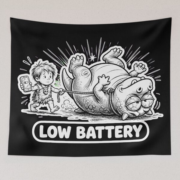 Item preview, Grumpy Dinosaur Refuses To Walk Sticker | Low Battery Funny Meme designed and sold by PreeCha Art & Co..