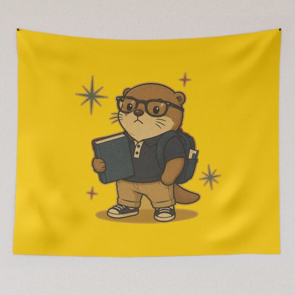 Item preview, Cute Student Otter with Backpack and Book Kawaii Cartoon designed and sold by ArtFazza.