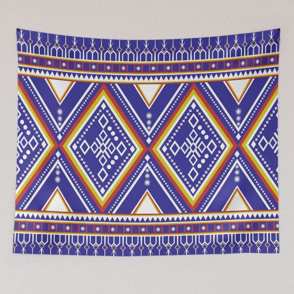 Item preview, Royal Blue and White Aztec Geometric Tribal Pattern designed and sold by Aumpuk.