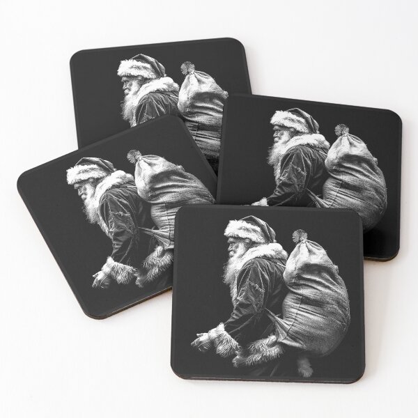 Item preview, Santa Claus Carrying a Large Gift Sack Black and White Art designed and sold by inkoutninja.
