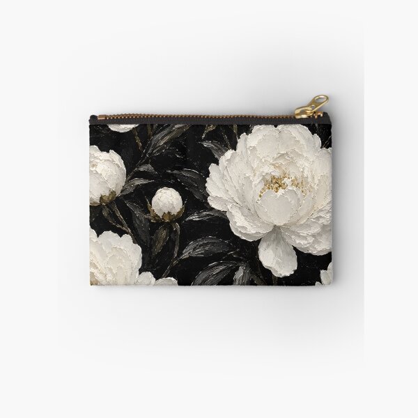 Item preview, White Peonies Dark Background Impasto Oil Painting Pattern designed and sold by ChubbyGoong.