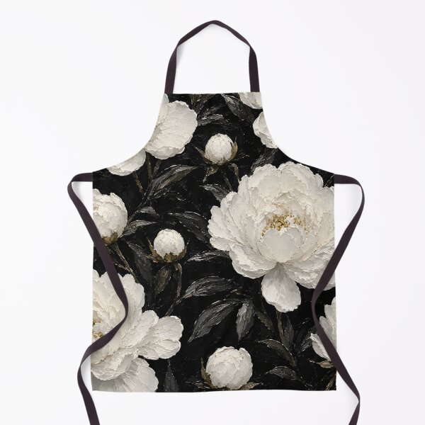 Item preview, White Peonies Dark Background Impasto Oil Painting Pattern designed and sold by ChubbyGoong.