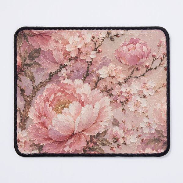 Item preview, Pink Peony Cherry Blossom Sakura Impasto Oil Painting designed and sold by ChubbyGoong.
