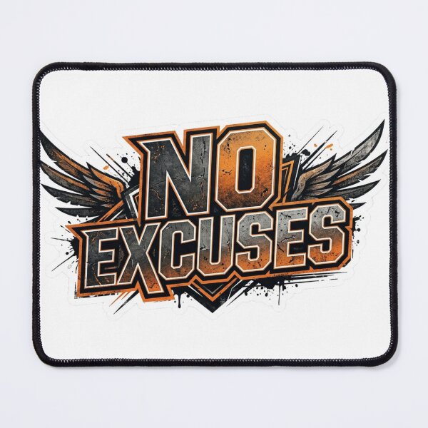 Item preview, NO EXCUSES - Bold Winged Gym Motivation designed and sold by MR4me.