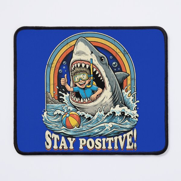 Item preview, Stay Positive Shark Diver T-Shirt | Funny Great White Shark Scuba Diving Retro Beach Graphic Tee designed and sold by Bhaskar Digital Art.