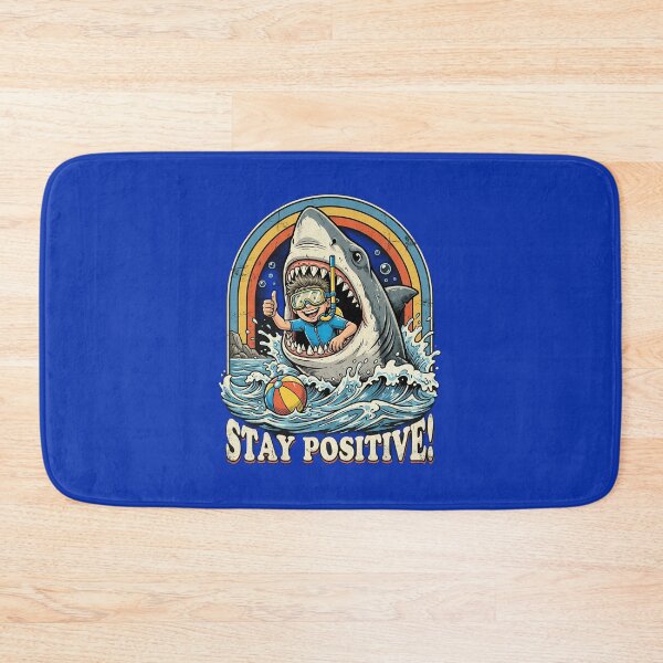 Item preview, Stay Positive Shark Diver T-Shirt | Funny Great White Shark Scuba Diving Retro Beach Graphic Tee designed and sold by Bhaskar Digital Art.