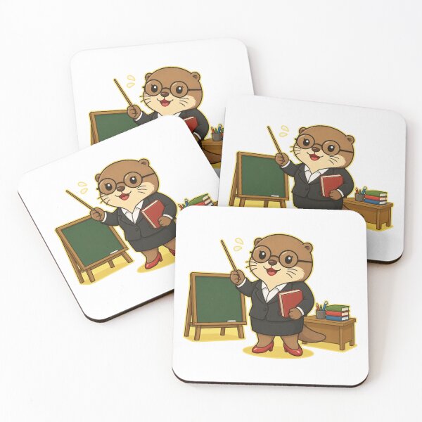 Item preview, Cute Female Teacher Otter with Chalkboard Kawaii Cartoon designed and sold by ArtFazza.
