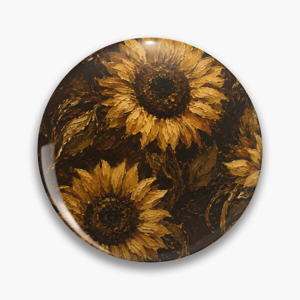 Item preview, Golden Sunflowers Dark Canvas Impasto Oil Painting Fine Art designed and sold by ChubbyGoong.