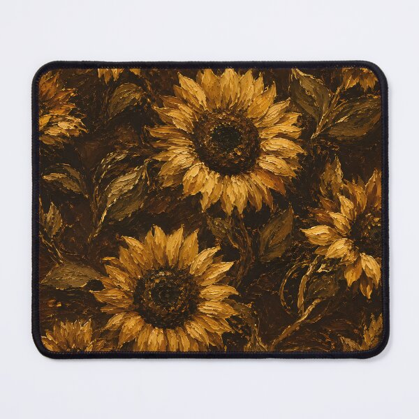 Item preview, Golden Sunflowers Dark Canvas Impasto Oil Painting Fine Art designed and sold by ChubbyGoong.