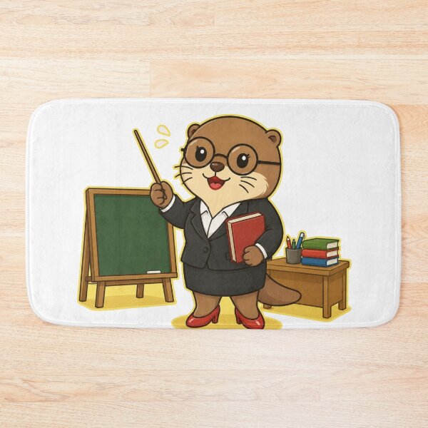 Item preview, Cute Female Teacher Otter with Chalkboard Kawaii Cartoon designed and sold by ArtFazza.