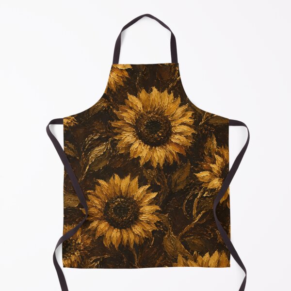 Item preview, Golden Sunflowers Dark Canvas Impasto Oil Painting Fine Art designed and sold by ChubbyGoong.