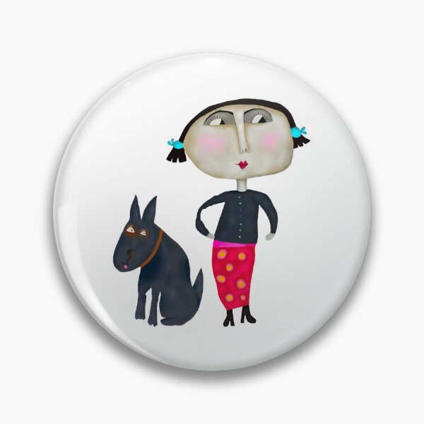 Item preview, Dorothy The Dog Walker Cute Girl Walking Black Hound Art designed and sold by Suzyshackfelt.