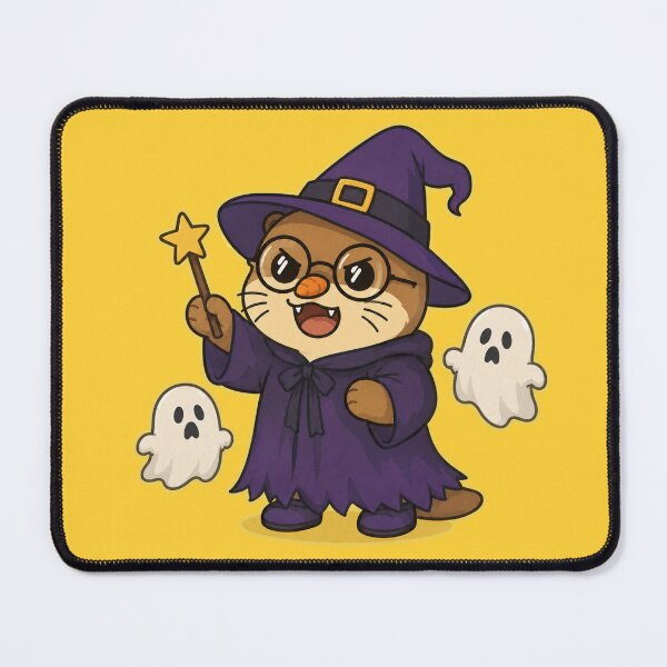 Item preview, Cute Wizard Otter with Magic Wand Kawaii Halloween Cartoon designed and sold by ArtFazza.