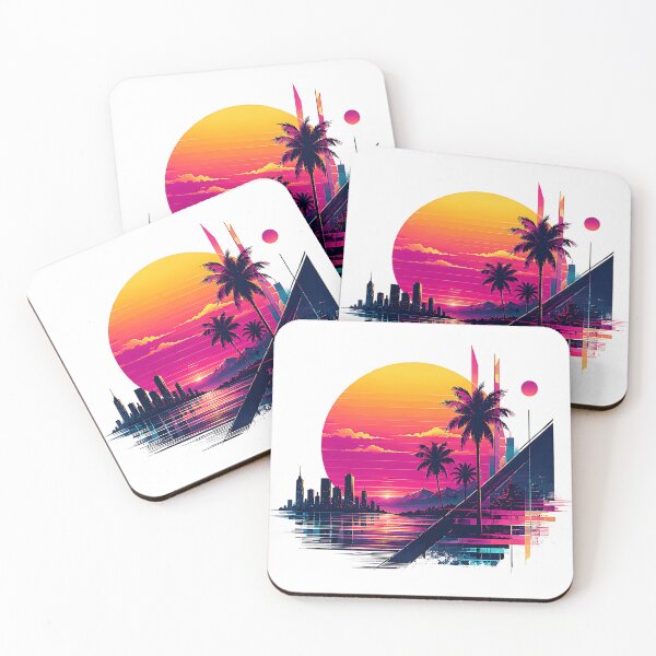 Item preview, Neon Horizon Synthwave Sunset Landscape Retro Futuristic Geometric Art designed and sold by dytf79.