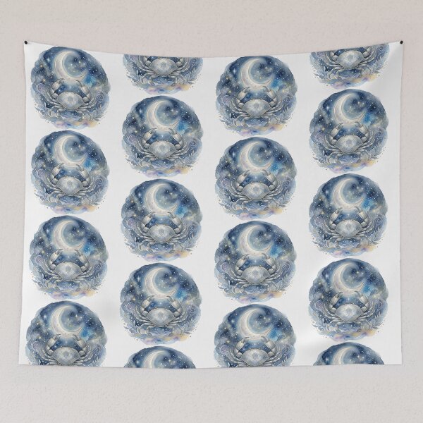 Item preview, Cancer Zodiac Watercolor Celestial Crab and Crescent Moon designed and sold by BeautifulVibe.