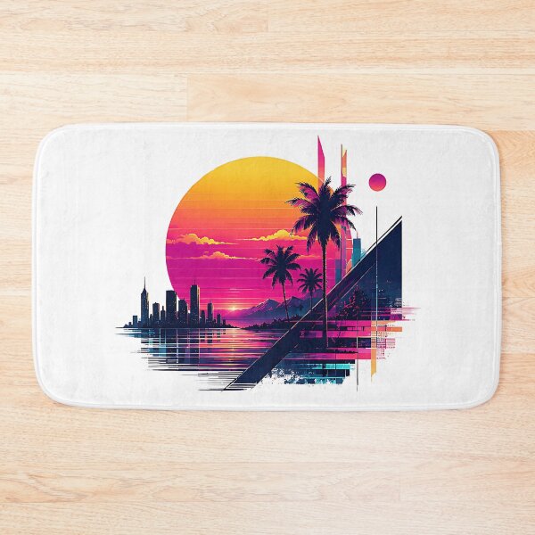 Item preview, Neon Horizon Synthwave Sunset Landscape Retro Futuristic Geometric Art designed and sold by dytf79.