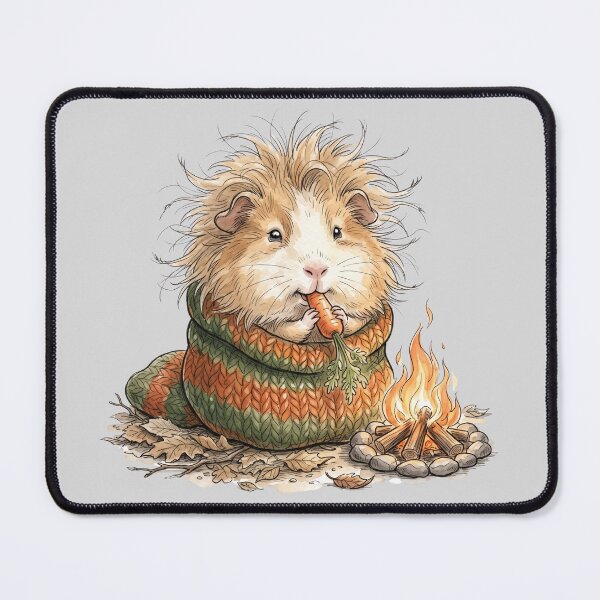 Item preview, Fluffy Guinea Pig Cozy Campfire Sweater Eating Carrot Art designed and sold by BreezifyDesignStudio.