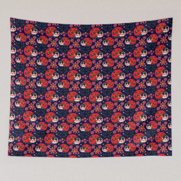 Item preview, Cute Kawaii Ladybug Floral Seamless Pattern | Hand Drawn Ladybird & Flower Botanical Print designed and sold by HopeAndHustle.