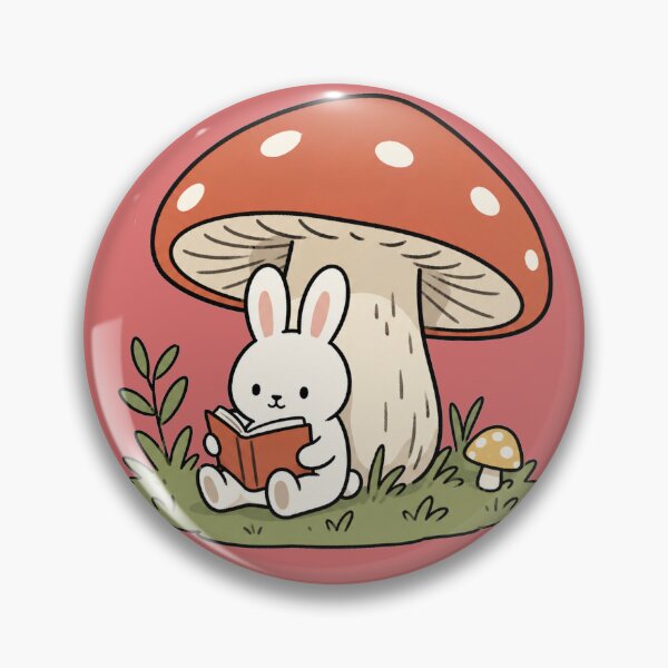 Item preview, Cozy Bunny Reading Under Mushroom  designed and sold by TheCozyBurrow.