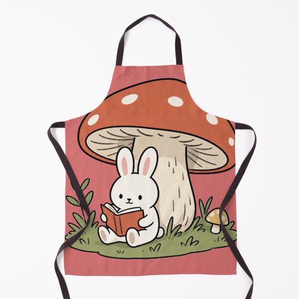 Item preview, Cozy Bunny Reading Under Mushroom  designed and sold by TheCozyBurrow.