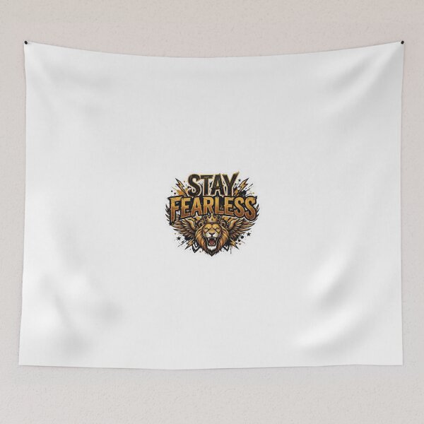 Item preview, STAY FEARLESS Gold Winged Lion Motivational Quote designed and sold by MR4me.
