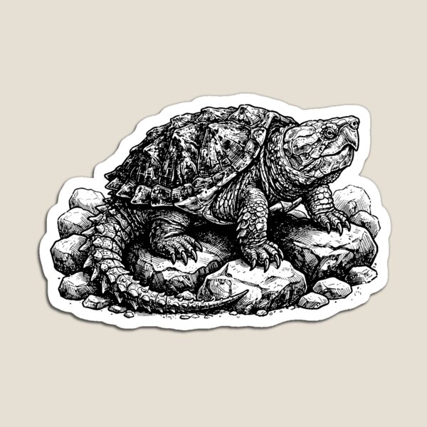 Artikelvorschau, Vintage Holzschnitt-Illustration einer Großkopfschildkröte entworfen und verkauft von DuckOddity.