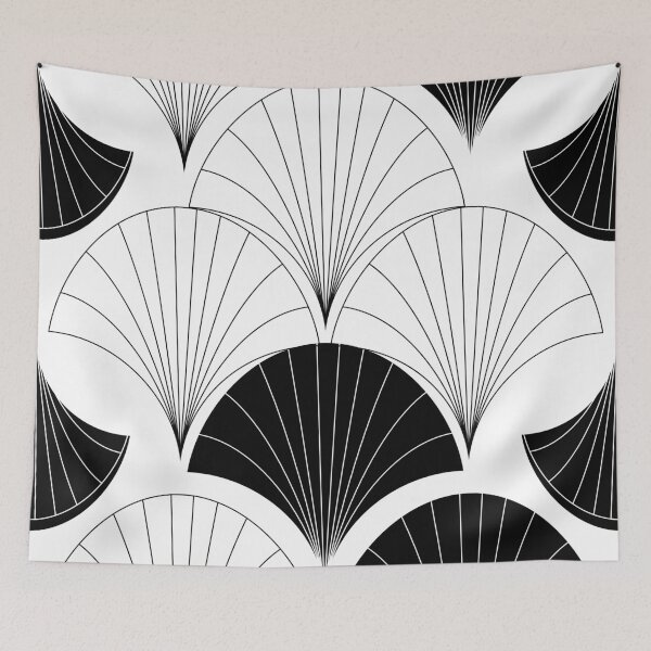 Item preview, Art Deco Black And White Abstract Fan Design designed and sold by DEC02.