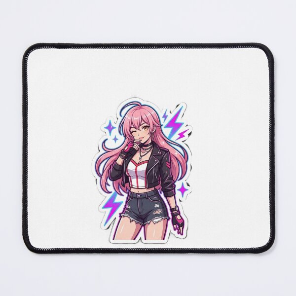 Item preview, Stylish Anime Girl Sticker - Winking Pink Hair Rocker Waifu designed and sold by Trendykunnu.