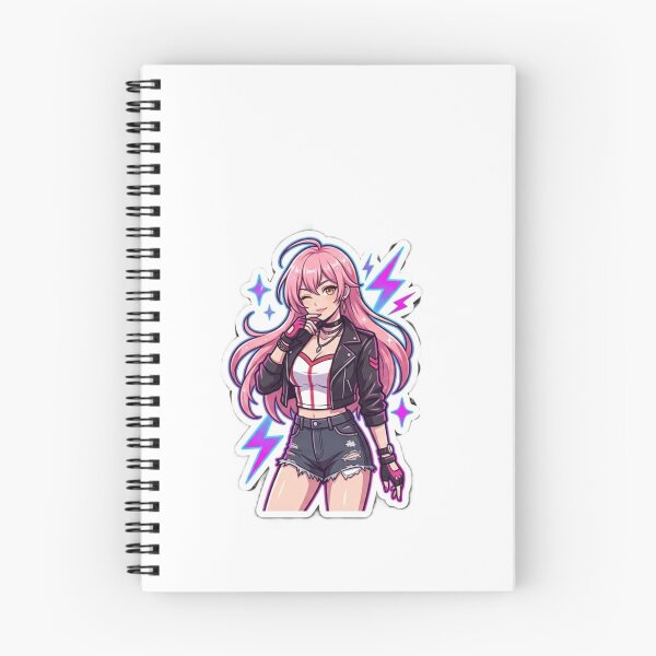 Item preview, Stylish Anime Girl Sticker - Winking Pink Hair Rocker Waifu designed and sold by Trendykunnu.