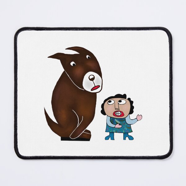 Item preview, Dog And Owner Funny Naive Art Cute Brown Hound Illustration designed and sold by Suzyshackfelt.