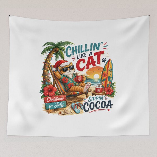 Item preview, Christmas in July – Sippin' Cocoa, Chillin’ Like a Cat designed and sold by OlakunleOloroz.