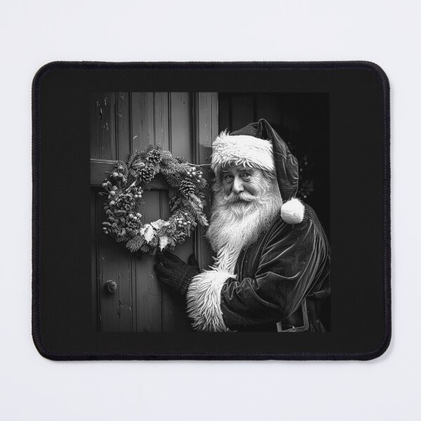 Item preview, Vintage Santa Hanging a Christmas Wreath on the Door designed and sold by inkoutninja.