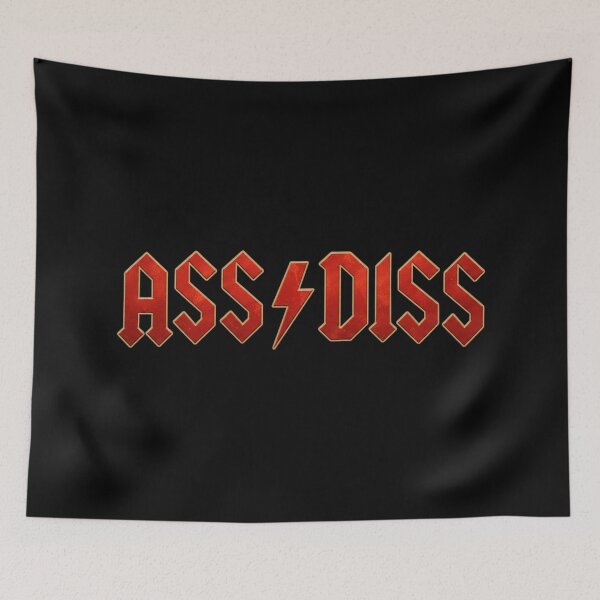 Item preview, ass diss funny rock band parody lightning bolt typography designed and sold by lifrary365.