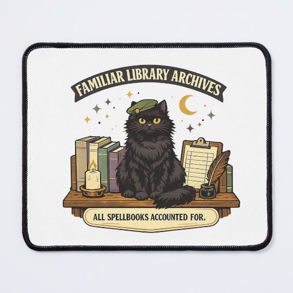 Item preview, Familiar Library Archives – Black Cat Halloween Librarian designed and sold by Concrete Coffee Studio.