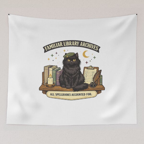 Item preview, Familiar Library Archives – Black Cat Halloween Librarian designed and sold by Concrete Coffee Studio.