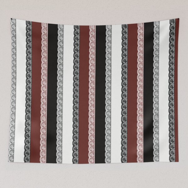 Item preview, Gothic Lace Ribbon Black White Red Stripes Seamless Pattern designed and sold by The Flying Bunny Studio.