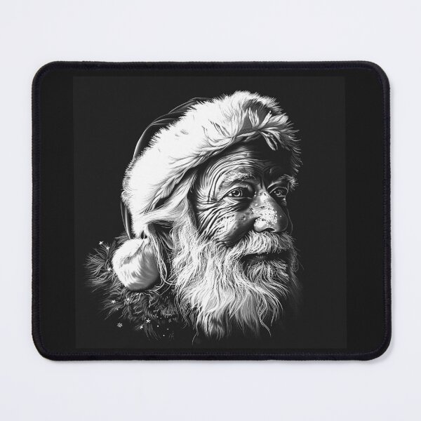 Item preview, Weathered Santa Claus Portrait in Black and White designed and sold by inkoutninja.