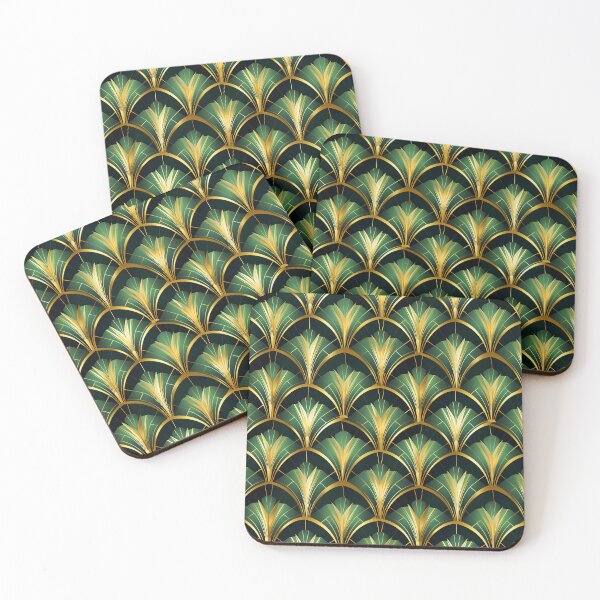 Item preview, Sophisticated Green And Golden Hues Art Deco Pattern designed and sold by DEC02.