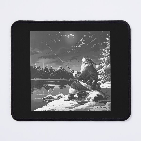 Item preview, Santa Claus Ice Fishing on a Snowy Winter Lake designed and sold by inkoutninja.
