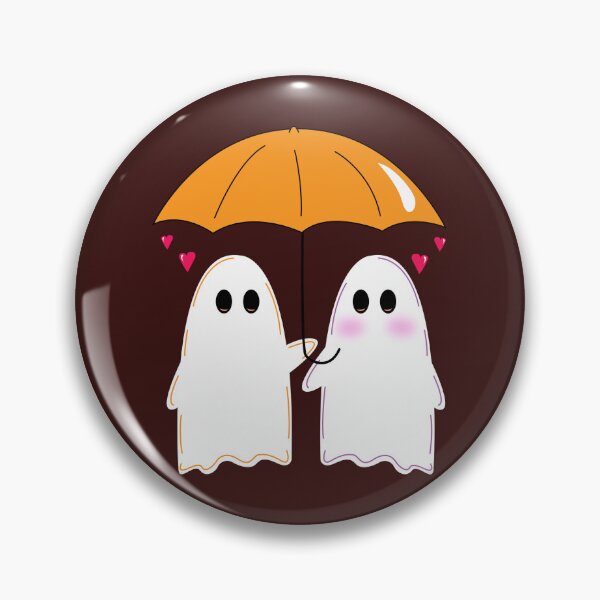 Item preview, Cute Ghosts Sharing An Orange Umbrella designed and sold by     Sela Art .