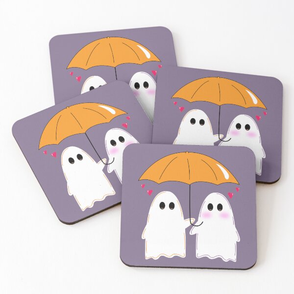 Item preview, Cute Ghosts Sharing An Orange Umbrella designed and sold by     Sela Art .