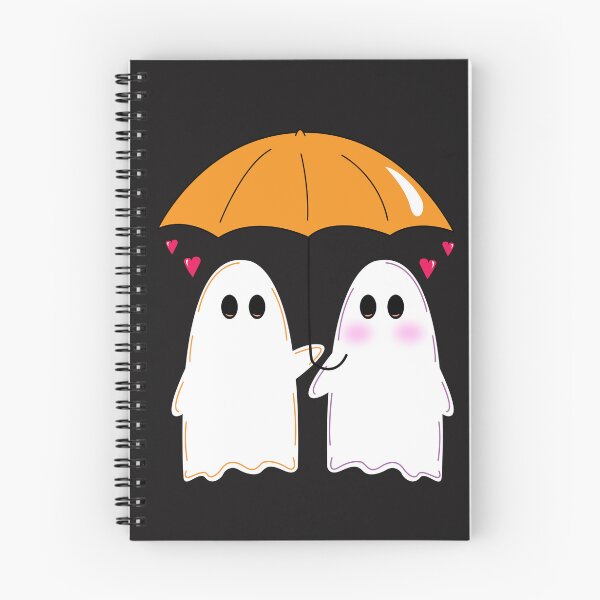 Item preview, Fantasmas adorables compartiendo un paraguas naranja designed and sold by Sela Art .