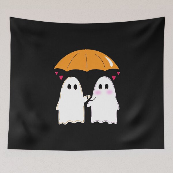 Item preview, Cute Ghosts Sharing An Orange Umbrella designed and sold by سله أرت.